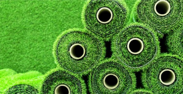 Rolls of artificial turf ready to install